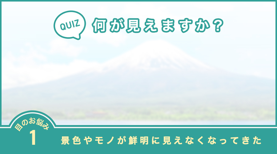 何が見えますか？ぼやけて、白くかすんで見える富士山